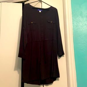 Long sleeve Jet black Knee length Dress